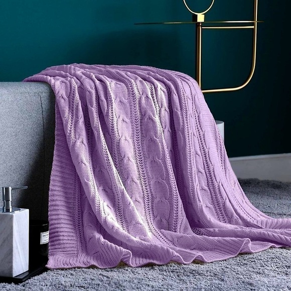 Cozy Knit Cable Knit Weave Pattern Decorative Bed Warm Sweater Accent Blanket